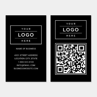Modern Custom Black Business Logo QR Code Card