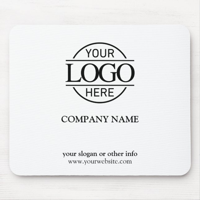 Modern Custom Black & White Company Business Logo Mouse Pad (Front)
