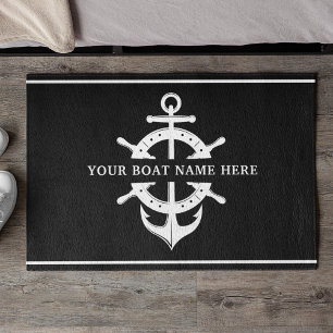 Modern Custom Boat Name Ship’s Wheel Helm Anchor Doormat