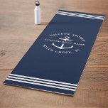 Modern Custom Boat Name Welcome Aboard Nautical Yoga Mat<br><div class="desc">Nautical boating yoga mat in navy blue reading "welcome aboard" as well as your custom boat name and location.</div>