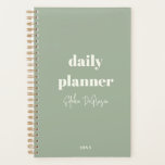 Modern Custom Boho Chic Minimalist Daily Planner<br><div class="desc">Stay organised with flair! 📅 Customise our Boho Chic Dusty Green Daily Planner with your name,  year and title! Your style,  your schedule. Achieve your goals in minimalist,  modern fashion. Planning made personal and stylish! 🌼 #CustomPlanner #OrganizationGoals</div>