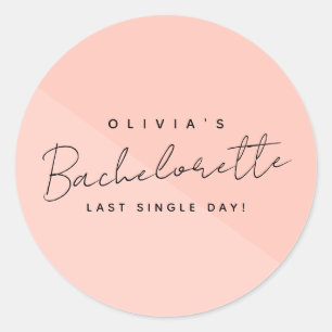 Modern Custom Bride Name Bachelorette Party Pink Classic Round Sticker