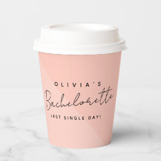 Modern Custom Bride Name Bachelorette Party Pink Paper Cups