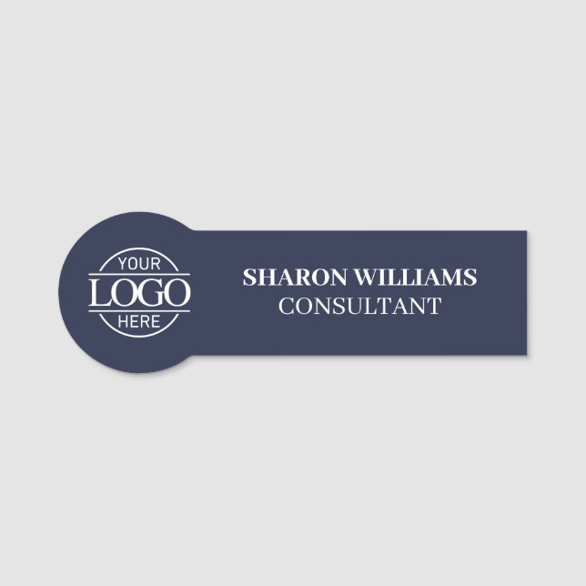 Modern Custom Business Logo Magnetic Employee Name Tag (Front)
