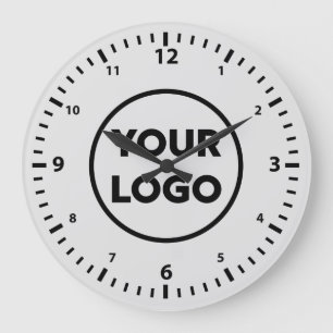 Modern Custom Business Logo on Grey Large Clock
