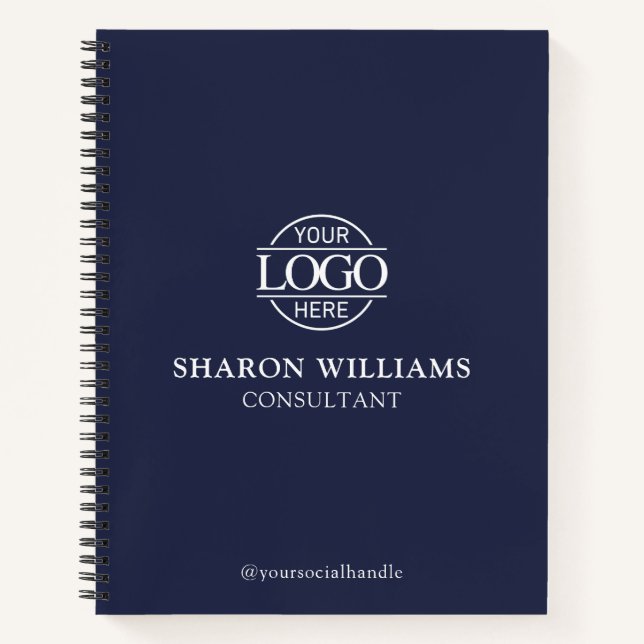 Modern Custom Business Logo Professional Branded Notebook (Front)
