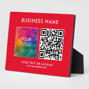 Modern Custom Business Logo QR Code Template Red Plaque