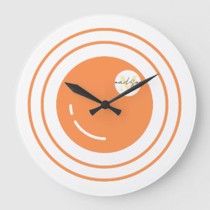 Modern Custom Camera Lens Name Orange Yellow Colou Large Clock