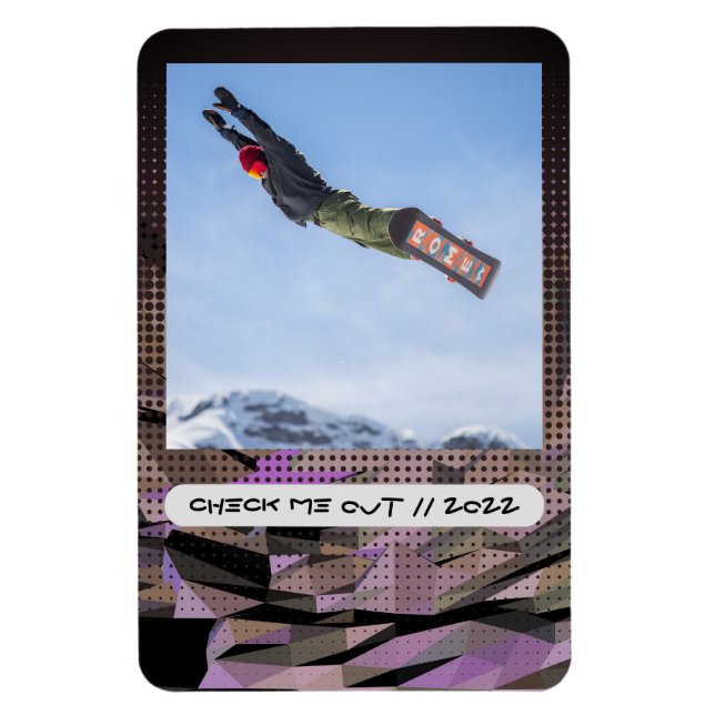 Modern Custom Caption Flexible Photo Magnet (Vertical)