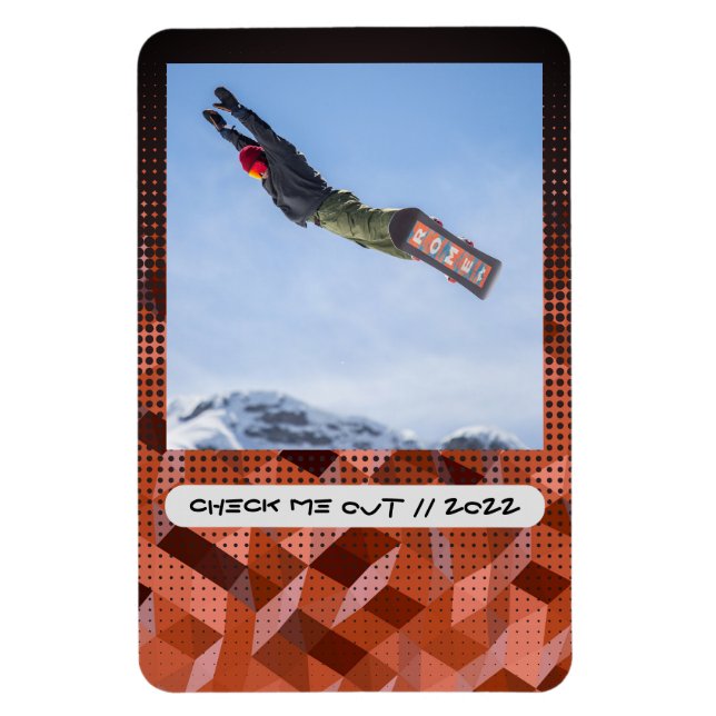 Modern Custom Caption Flexible Photo Magnet (Vertical)