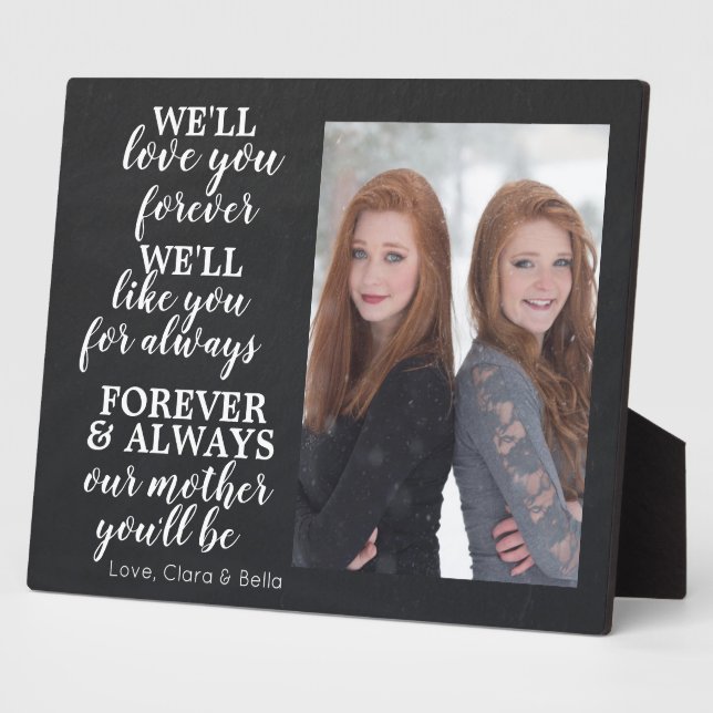 Modern Custom Chalkboard Mother's Day Photo Plaque (Side)