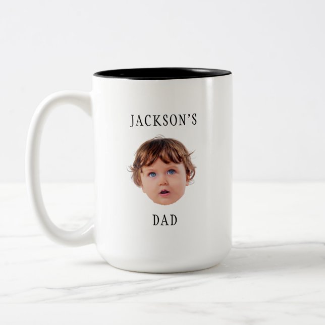 Modern Custom Child Face grandparents mum birthday Two-Tone Coffee Mug (Left)
