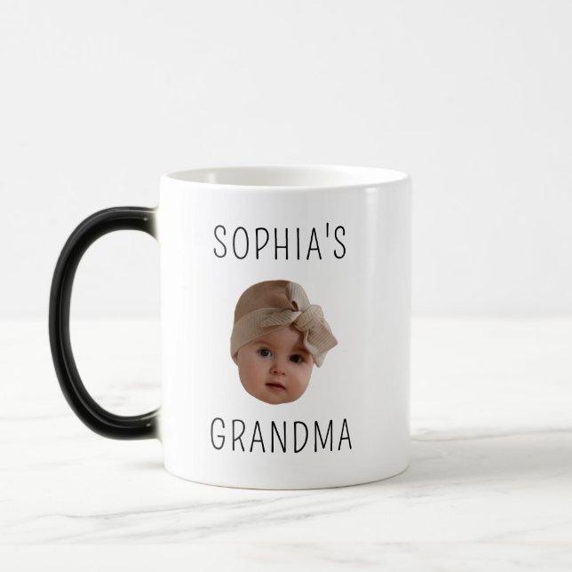Modern Custom Child with Baby Picture Grandchild   Magic Mug (Left)