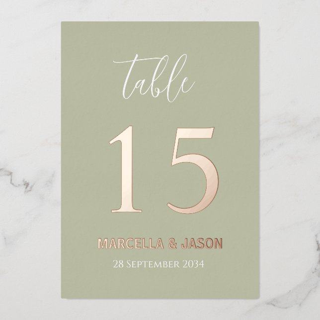 Modern Custom Colours Wedding Table Number  (Front)