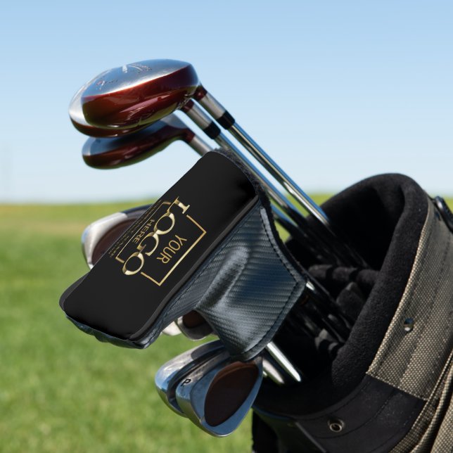 Modern Custom Company Business Logo Black Branded  Golf Head Cover (In Situ)