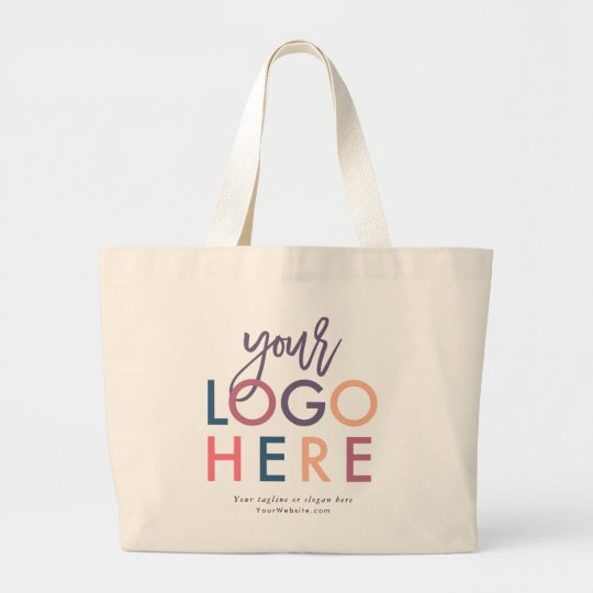 Modern Custom Company Logo Branded Tagline Website Large Tote Bag ...