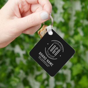 Modern custom company logo business branded key ring
