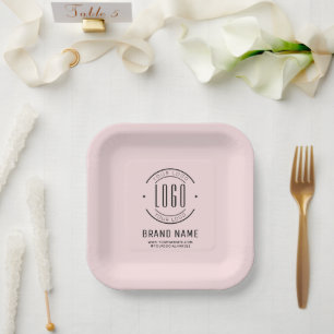 Modern custom company logo business branded paper plate