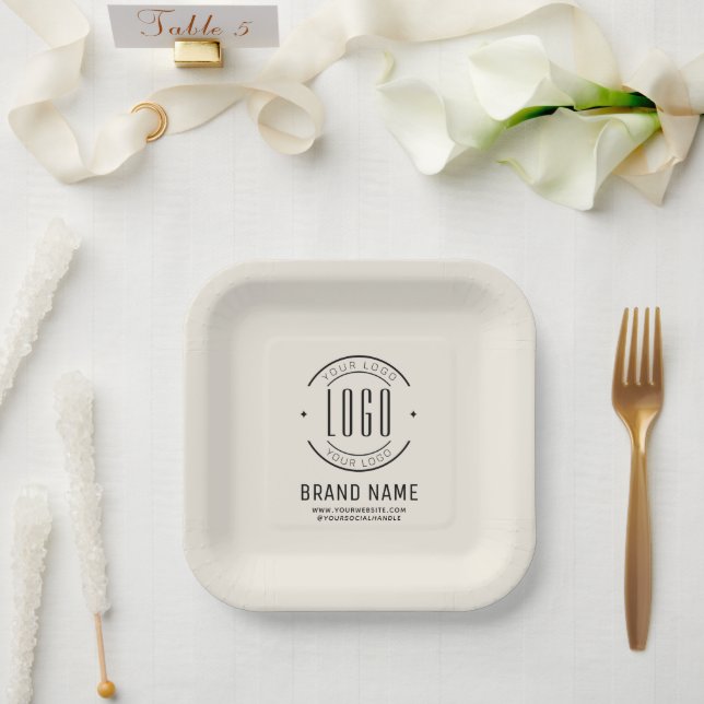 Modern custom company logo business branded paper plate (Wedding)