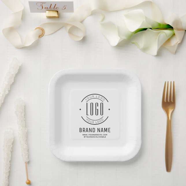 Modern custom company logo business branded paper plate (Wedding)