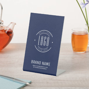 Modern custom company logo business branded pedestal sign