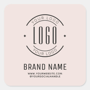Modern custom company logo business branded square sticker