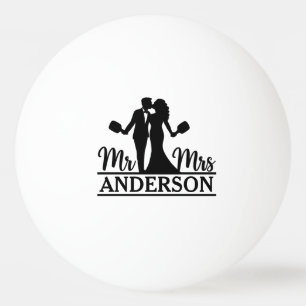 Modern Custom Couple Name Romantic Vibes Black Ping Pong Ball