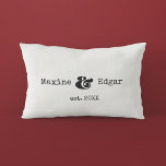 Modern custom couple name with ampersand lumbar cushion<br><div class="desc">A collection of funny,  cute and fun pillows,  to offer as a housewarming gift,  or for your own interior. Fully customisable: you can change the colour of the text and background as you like.</div>