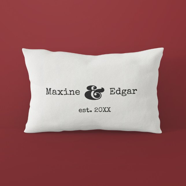 Modern custom couple name with ampersand lumbar cushion (Creator Uploaded)