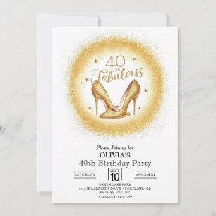 Modern Custom Digital Gold 40th Birthday Invitation