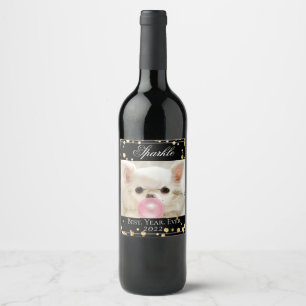 Modern Custom Dog Photo Pet Star Wine Label