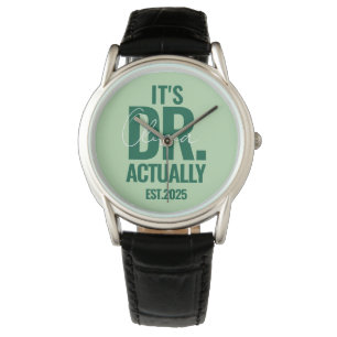 Modern Custom Dr. Name Date Dark Green Button Watch
