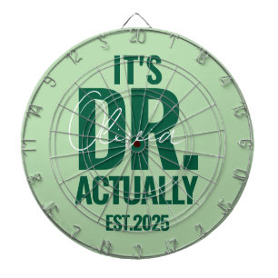 Modern Custom Dr. Name Date Dark Green Dartboard