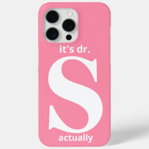 Modern Custom Dr. Name Latter Dark Pink iPhone 15 Pro Max Case