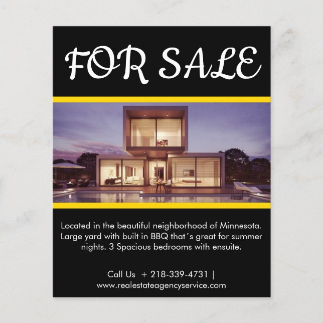 Modern Custom Elegant Real Estate QR Code For Sale Flyer (Front)