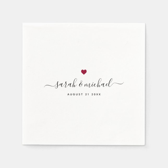 Modern Custom Elegant Script Calligraphy Wedding Napkin (Front)