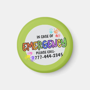 Modern Custom Emergency Id Number Colourful Hand Magnet