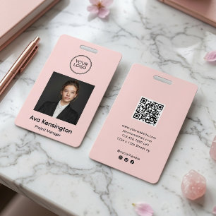 Modern Custom Employee Photo ID Badge with Logo