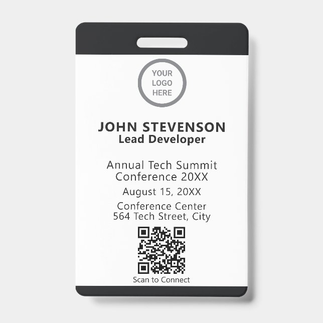 Modern Custom Event Logo Employee Identification ID Badge (Front)