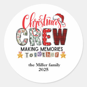 Modern Custom Family Colourful Merry Christmas Cut Classic Round Sticker