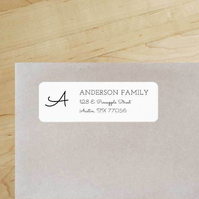 Modern Custom Family Monogram Return Address Label ("Everyday is abundantly beautiful." 
Sincerely Best Wishes from Lucky Design World)
