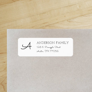 Modern Custom Family Monogram Return Address Return Address Label