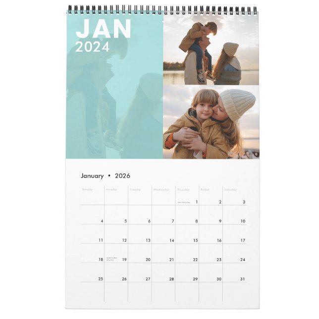 Modern Custom Family Photo Calendar Colours (Jan 2026)