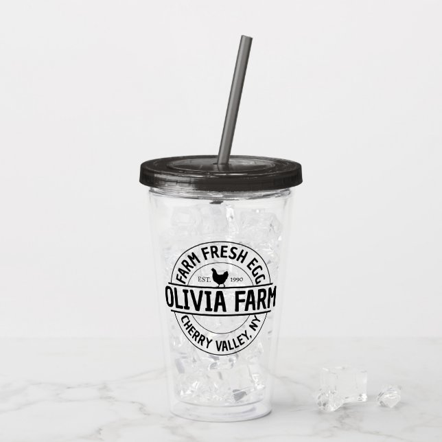 Modern Custom Farm Fresh Owner Name  Acrylic Tumbler (Back Ice)