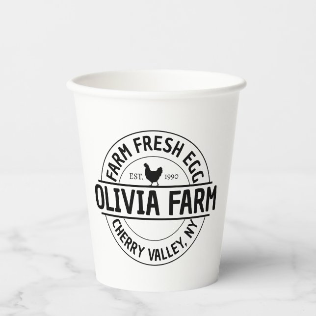 Modern Custom Farm Fresh Owner Name  Paper Cups (Front)
