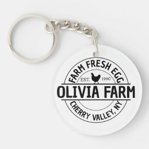 Modern Custom Farm Name Egg Dealer Address  Key Ring