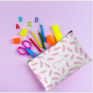 Modern Custom Flamingo Father Name Pink  Accessory Pouch