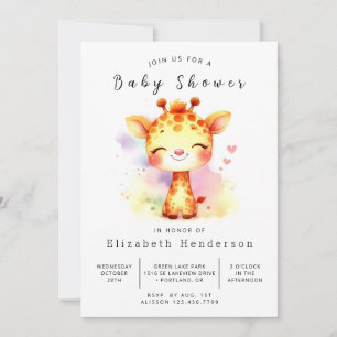 Modern Custom Giraffe Baby Shower Invitation