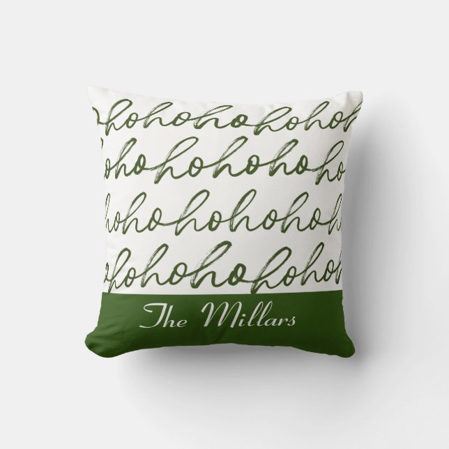 Modern Custom Green Christmas Script Pattern  Cushion (Front)