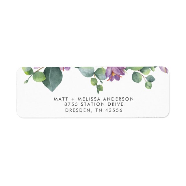 Modern Custom Greenery Botanical Eucalyptus Return Address Label (Front)